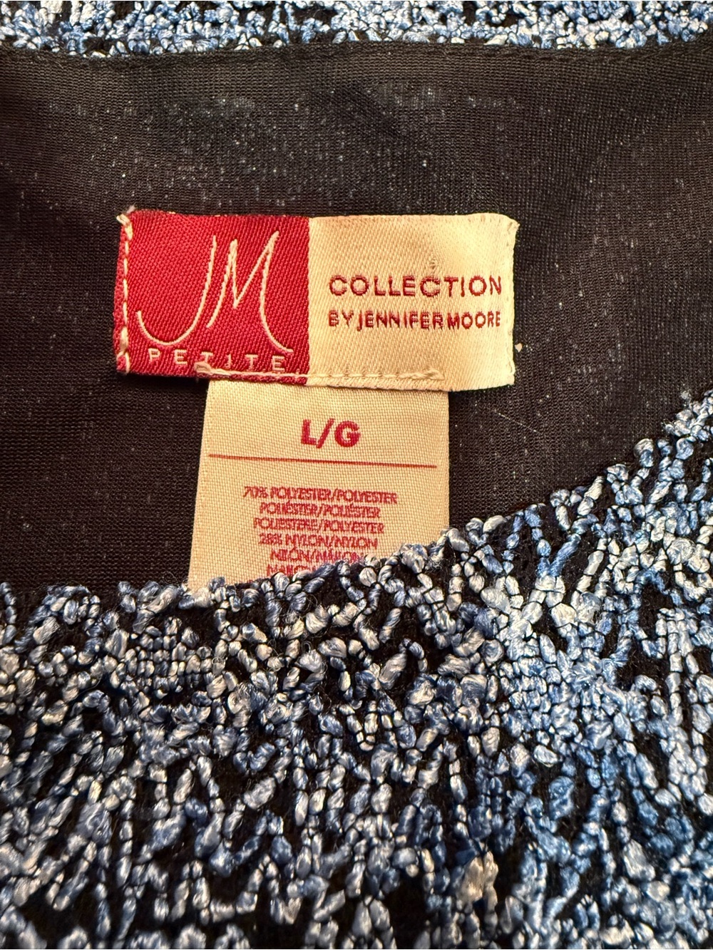 JM Collection Multi Blue Textured Top - Picture 2 of 10